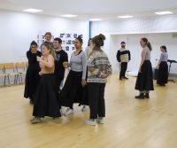 Acting student rehearsals for Pride and Prejudice production